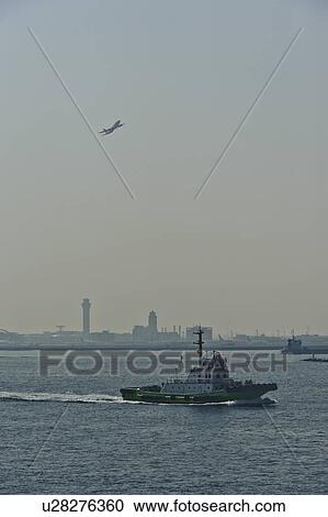 Stock Image - Ship and Airplane. Fotosearch