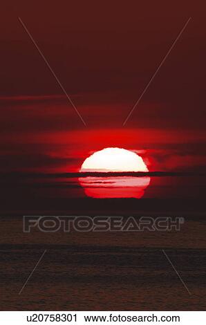 Stock Image - Sunrise at Sea of Okhotsk, Hokkaido Prefecture, Japan. Fotosearch
