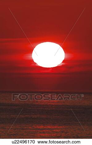 Stock Image - Sunrise at Sea of Okhotsk, Hokkaido Prefecture, Japan. Fotosearch