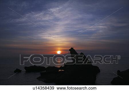 Tengu (heavenly dogs) rock at dawn, Hokkaido Prefecture, Japan View Large Photo Image Stock Photo - Tengu (heavenly dogs) rock at dawn, Hokkaido Prefecture, Japan. Fotosearch