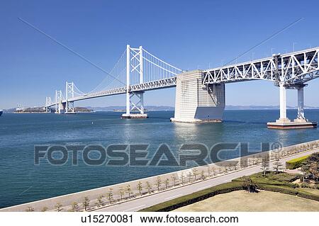 Stock Image - The Great Seto Bridge, Kagawa Prefecture, Shikoku, Japan. Fotosearch