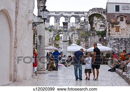 Tourists at Diocletian Royal Palace View Large Photo Image Stock Photo - Tourists at Diocletian Royal Palace. Fotosearch