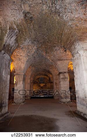 Stock Image - Underground View of Diocletian Royal Palace. Fotosearch