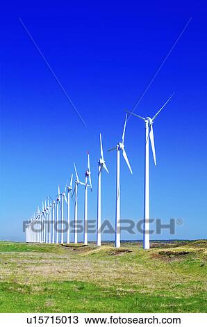 Stock Image - Wind Turbines, Hokkaido Prefecture, Japan. Fotosearch
