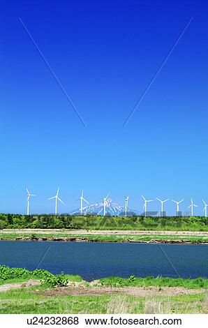 Stock Photo - Wind Turbines, Hokkaido Prefecture, Japan. Fotosearch