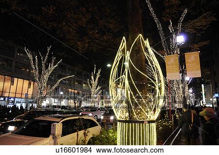 Winter Lights at Omotesando, Omotesando H. I. S. illuminations Bell symphony View Large Photo Image Picture - Winter Lights at Omotesando, Omotesando H. I. S. illuminations Bell symphony . Fotosearch