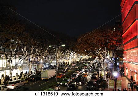 Winter Lights at Omotesando, Omotesando H. I. S. illuminations Bell symphony View Large Photo Image Stock Photo - Winter Lights at Omotesando, Omotesando H. I. S. illuminations Bell symphony . Fotosearch
