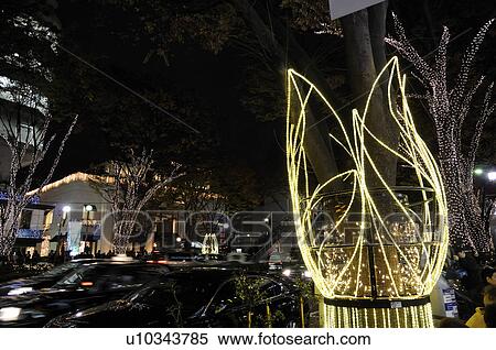 Winter Lights at Omotesando, Omotesando H. I. S. illuminations Bell symphony View Large Photo Image Stock Photography - Winter Lights at Omotesando, Omotesando H. I. S. illuminations Bell symphony . Fotosearch