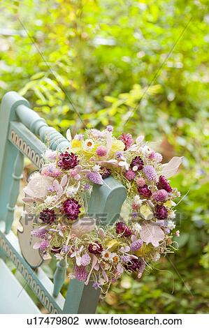 Wreath On Chair, High Angle View View Large Photo Image Stock Image - Wreath On Chair, High Angle View. Fotosearch