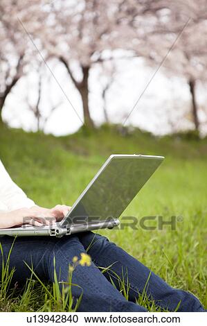 Young woman using laptop View Large Photo Image Stock Image - Young woman using laptop. Fotosearch