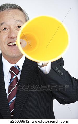 Businessman Using Loudspeaker View Large Photo Image Stock Image - Businessman Using Loudspeaker. Fotosearch