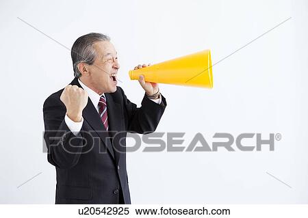 Businessman Using Loudspeaker View Large Photo Image Stock Photography - Businessman Using Loudspeaker. Fotosearch