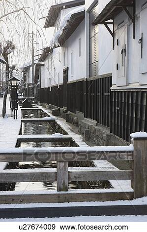 Canal and Buildings in Winter View Large Photo Image Stock Photo - Canal and Buildings in Winter. Fotosearch