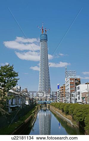 Picture - Cityscape and Tokyo sky tree, Tokyo Prefecture, Honshu, Japan. Fotosearch