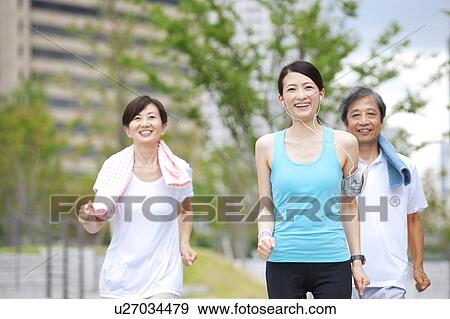 Stock Photo - Family Jogging. Fotosearch