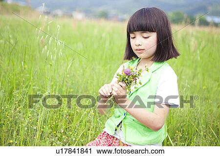 Girl Picking Wild Flowers View Large Photo Image Stock Image - Girl Picking Wild Flowers. Fotosearch