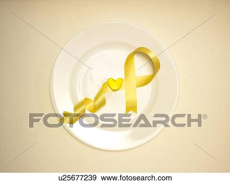 Stock Photo - Heart Shaped Sweet and Ribbon on Plate. Fotosearch