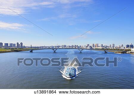 Himiko Vessel in Harumi Canal View Large Photo Image Picture - Himiko Vessel in Harumi Canal. Fotosearch