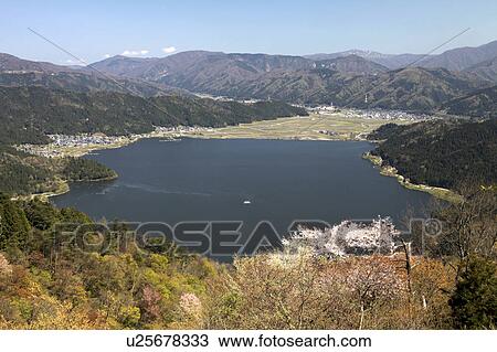 Stock Image - Lake Yogo, Shiga Prefecture, Honshu, Japan. Fotosearch