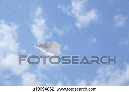 Stock Image - Paper Plane Against Sky. Fotosearch