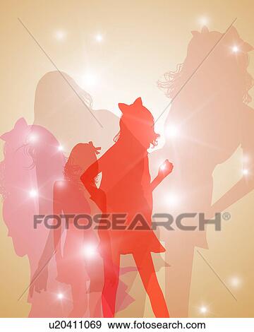 Pink Silhouetted Females View Large Photo Image Stock Photo - Pink Silhouetted Females. Fotosearch