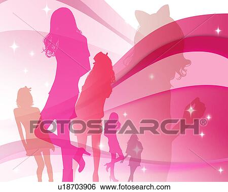 Pink Silhouetted Females View Large Photo Image Stock Photograph - Pink Silhouetted Females. Fotosearch