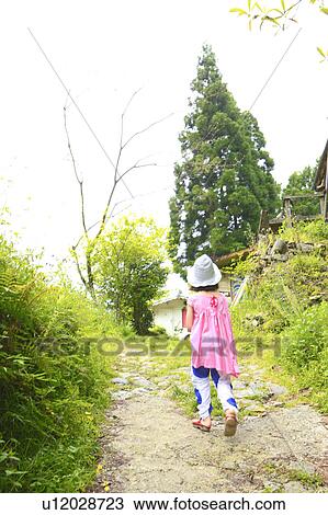 Rear View of Girl Walking Down Footpath View Large Photo Image Stock Image - Rear View of Girl Walking Down Footpath. Fotosearch