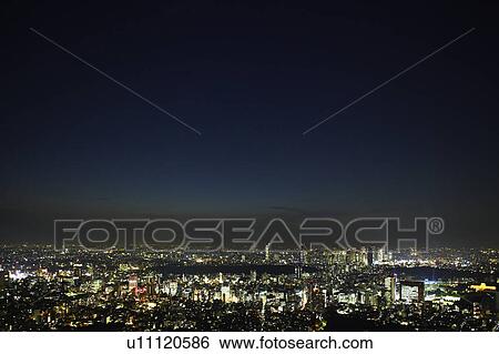 Stock Photograph - Shinjuku Seen at Night. Fotosearch