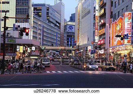 Shopping Street in Shinjuku View Large Photo Image Stock Photo - Shopping Street in Shinjuku. Fotosearch