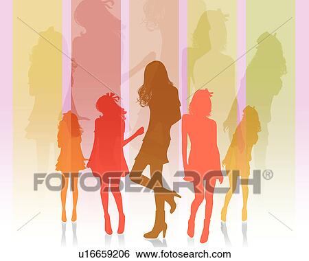Stock Photograph - Silhouetted Teenage Girls. Fotosearch