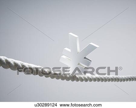 Picture - Single Yen Sign on Rope. Fotosearch