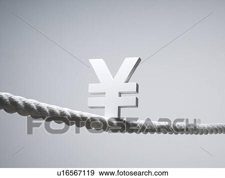 Single Yen Sign on Rope View Large Photo Image Stock Photo - Single Yen Sign on Rope. Fotosearch