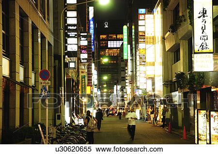 Stock Photography - Sukiya Street at Night. Fotosearch