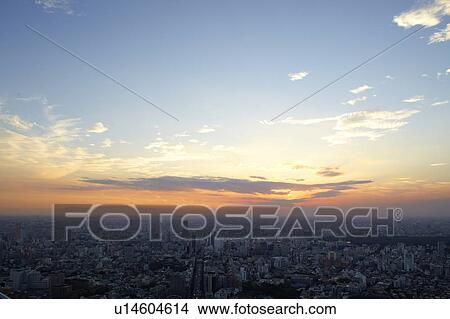 Sunset Over Shibuya, Seen From Roppongi View Large Photo Image Picture - Sunset Over Shibuya, Seen From Roppongi. Fotosearch