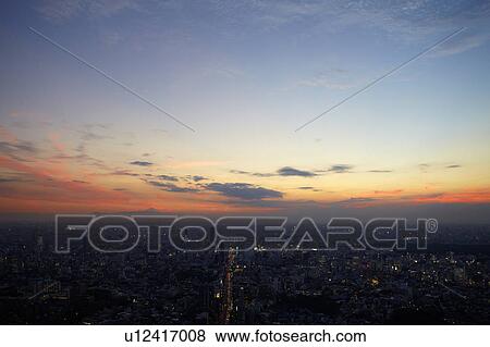 Sunset Over Shibuya, Seen From Roppongi View Large Photo Image Stock Photo - Sunset Over Shibuya, Seen From Roppongi. Fotosearch
