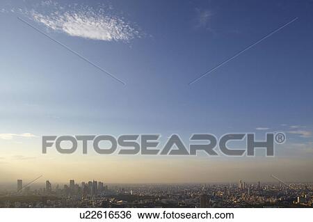 Stock Photograph - Sunset Over Tokyo, Seen From Roppongi. Fotosearch