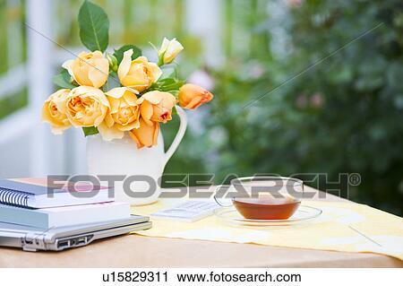 Table in backyard View Large Photo Image Stock Image - Table in backyard. Fotosearch