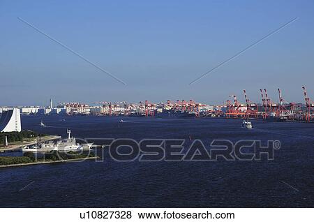 Stock Photo - Tokyo Harbour and Oi Wharf. Fotosearch