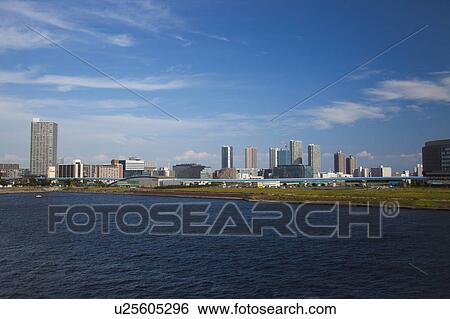 Tokyo Skyline Seen From Harumi Bridge View Large Photo Image Stock Photograph - Tokyo Skyline Seen From Harumi Bridge. Fotosearch