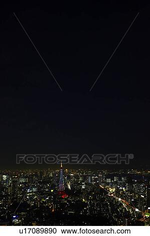 Stock Image - Tokyo Tower and City at Night. Fotosearch