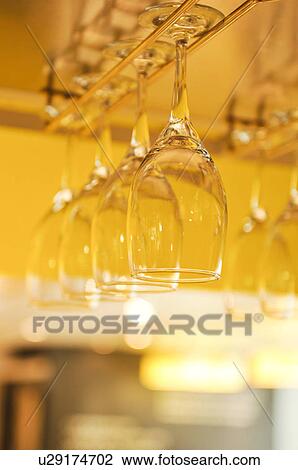 Wineglasses Hanging From Rack View Large Photo Image Stock Image - Wineglasses Hanging From Rack. Fotosearch