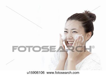 Woman washing her face, Tokyo Prefecture, Honshu, Japan View Large Photo Image Stock Photograph - Woman washing her face, Tokyo Prefecture, Honshu, Japan. Fotosearch