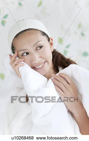 Young Woman Drying Herself with Towel View Large Photo Image Stock Photo - Young Woman Drying Herself with Towel. Fotosearch