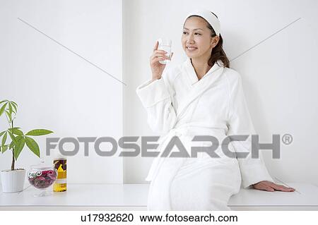 Young Woman Having Water In The Morning View Large Photo Image Stock Image - Young Woman Having Water In The Morning. Fotosearch