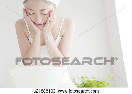 Young Woman Washing Face View Large Photo Image Stock Image - Young Woman Washing Face. Fotosearch