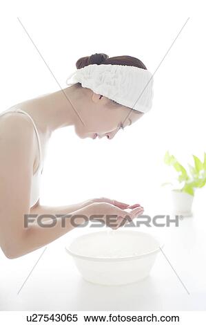 Young Woman Washing Face View Large Photo Image Stock Photography - Young Woman Washing Face. Fotosearch