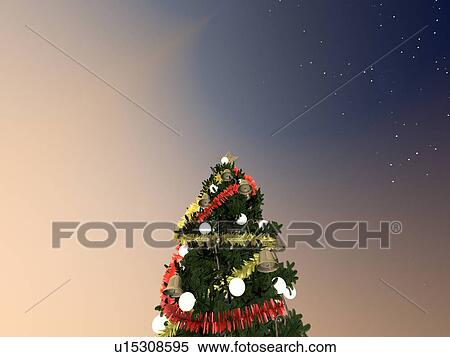 クリスマスツリー 夜で ストックフォト 写真素材 U Fotosearch