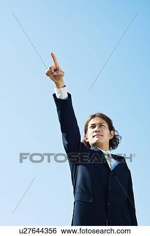 Businessman Pointing at Sky View Large Photo Image Stock Photograph - Businessman Pointing at Sky. Fotosearch