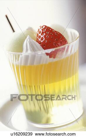 Stock Photo - Gelatin Dessert with fruits on top. Fotosearch