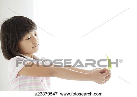Girl with Leaf View Large Photo Image Stock Photo - Girl with Leaf. Fotosearch